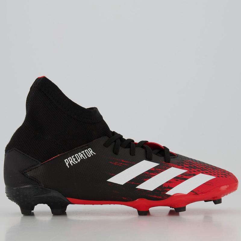 Chuteira Adidas Predator 20.3 FG Campo Juvenil Preta e Vermelha